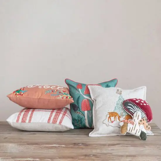 Hello Honey&reg; 18" Reindeer & Christmas Tree Square Linen Pillow {3}