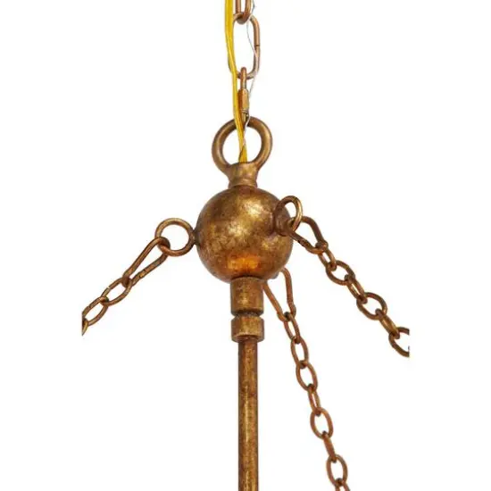 Gold Iron Glam Drum Chandelier, 25" x 22" x 22" {5}