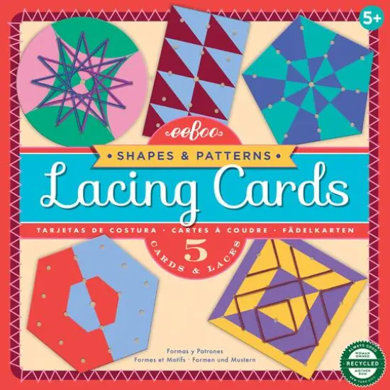 eeBoo Shapes & Patterns Lacing Cards Set {5}