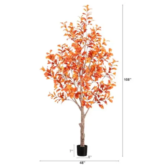 9ft. Potted Artificial Autumn Oak Tree {5}