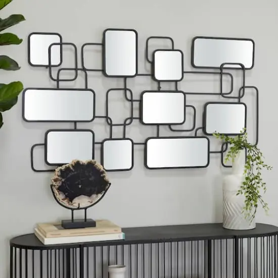 Black Modern Abstract Wall Mirror, 45" x 1" x 26" {7}