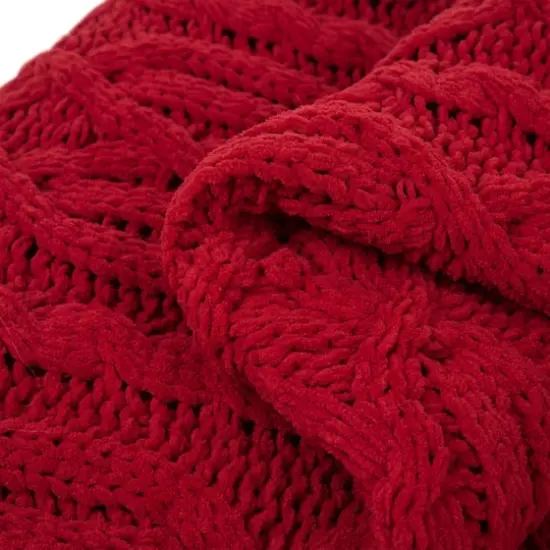 Glitzhome&reg; Knitted Polyester Red Throw Blanket {5}