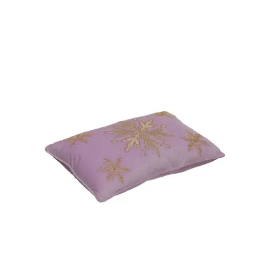 20" x 12" Pink Velvet & Beaded Gold Snowflake Lumbar Throw Pillow by Ashland&reg; {4}