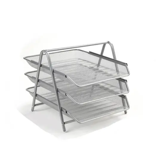 Mind Reader Desk Organizer with 4 Sliding Trays Silver {9}