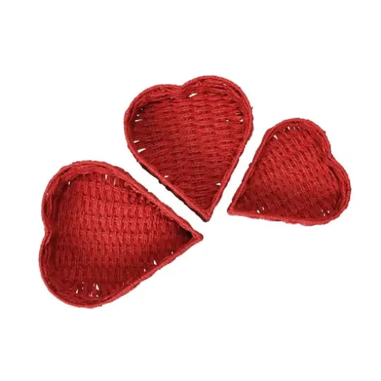 Household Essentials Nesting Paper Rope Heart Basket Set Red {1}