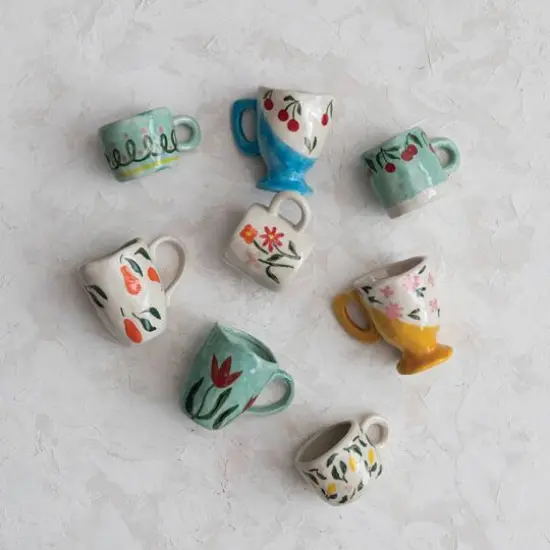 Hello Honey&reg; Multicolor Painted Stoneware Espresso Cup Set {4}