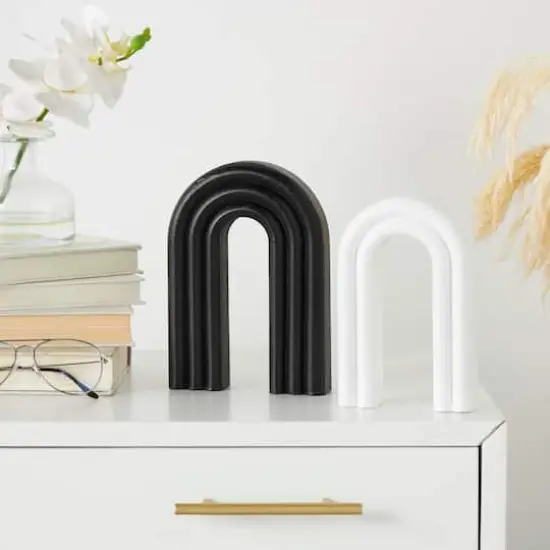 Black & White Geometric Layered Arch Sculpture Set {3}