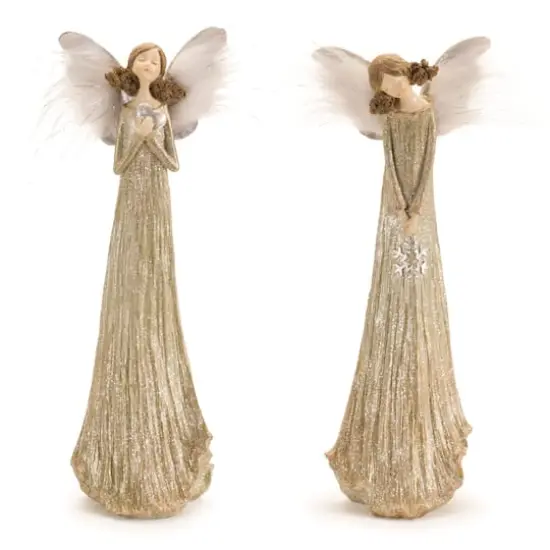 14" Glittered Angel with Feather Wings Set {1}
