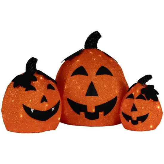 LED Lighted Jack O' Lantern Outdoor Halloween Decoration Set {7}