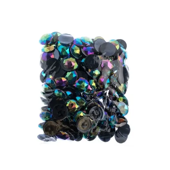 John Bead 16mm AB Acrylic Round Flat Back Rhinestones, 200ct. Black AB {4}