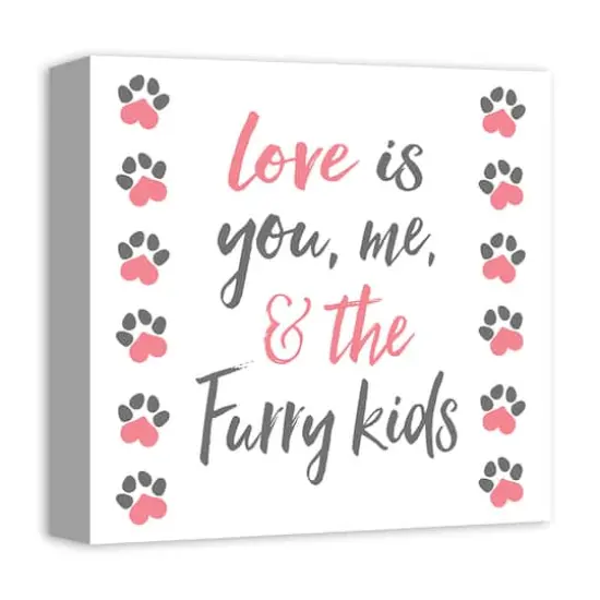 Love is You, Me and the Furry Kids Canvas Wall Art {3}