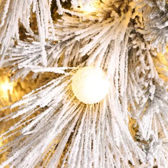 Glitzhome&reg; 9ft Pre-Lit Flocked Full Pine Artificial Christmas Tree, Warm White LED Lights {7}