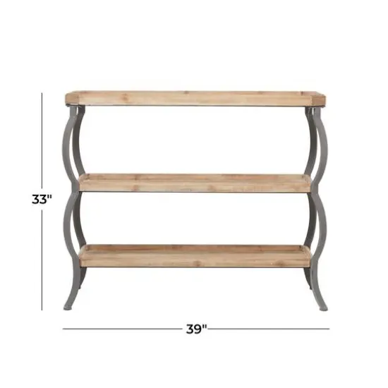 Brown Iron Rustic Console Table, 33" x 39" x 13" {8}