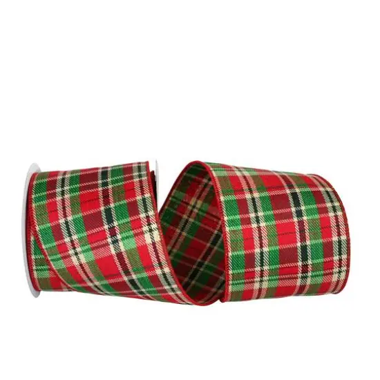 JAM Paper 4" x 10yd. Country Twill Wired Edge Plaid Ribbon {1}