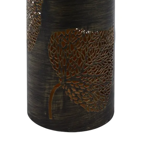 Set of 3 Metal Eclectic Lantern, 6", 9", 12 Large Brown Leaf {8}