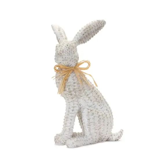 White Wicker Rabbit Statue Set, 15.25" & 17.75" {4}