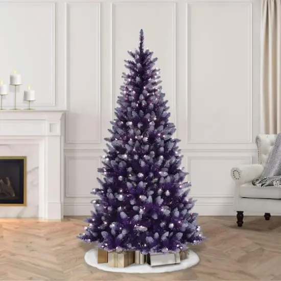 6.5ft. Pre-Lit Fashion Purple Artificial Christmas Tree, Clear Lights {7}