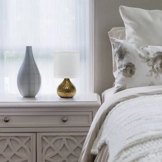 Simple Designs Hammered Gold Table Lamp White {4}