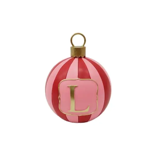 5" Striped Monogram Ball Ornament Tabletop D&eacute;cor by Ashland&reg; L {1}