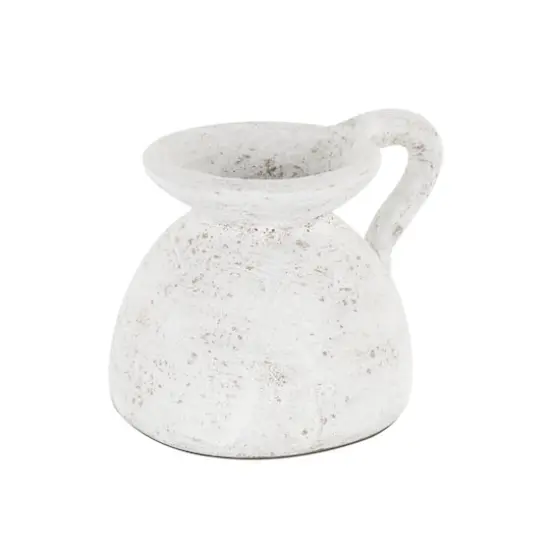 11" Cream Ceramic Textured Pot Vase with Handle {4}