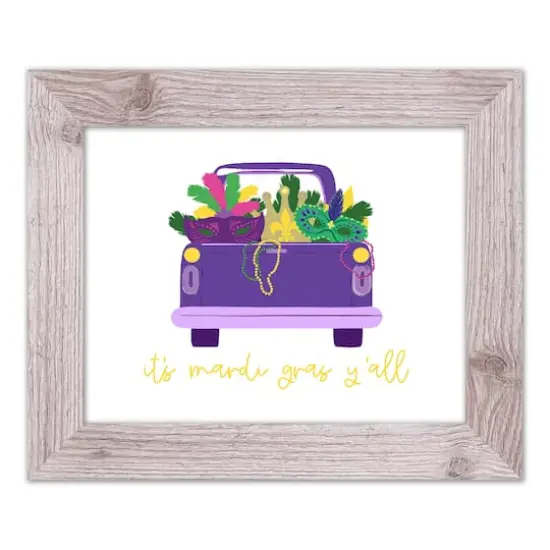Truck Mardi Gras Yall Western White Framed Print {1}