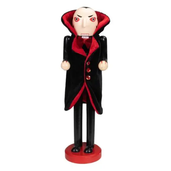 14" Black & Red Wooden Vampire Halloween Nutcracker {1}