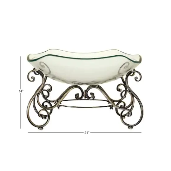 Brass Glass and Metal Traditional Serving Bowl, 14" x 21" x 16" {7}