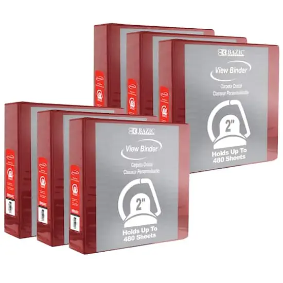 BAZIC&reg; 2" Slant D Ring View Binder with 2 Pockets, 6ct. Burgundy {1}