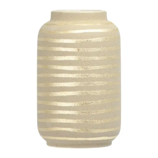 Hello Honey&reg; 9" Gold Striped Stoneware Vase {1}