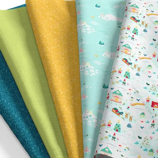 SINGER Christmas Santa's Village 5 Piece Fat Quarter Bundle {3}