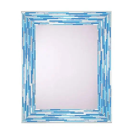 Head West Frameless Reeded Aqua/Blue2 Tiled Printed Wall Mirror - 23" x 30" {7}