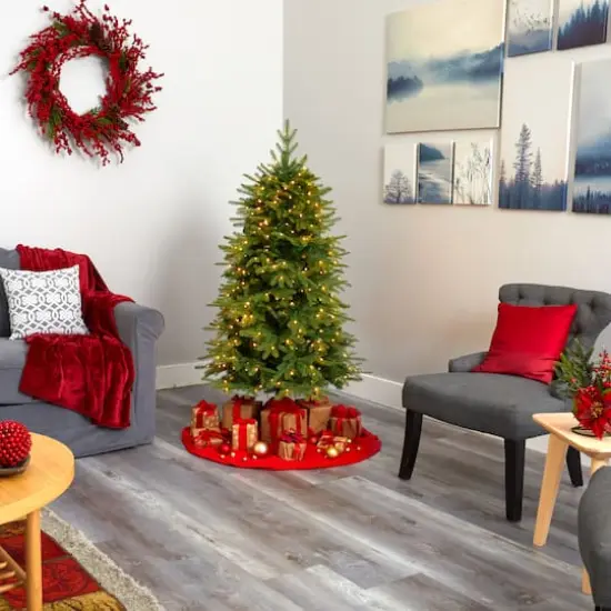 5ft. Pre-Lit Vancouver Fir Natural Look Artificial Christmas Tree with Clear LED Lights {7}