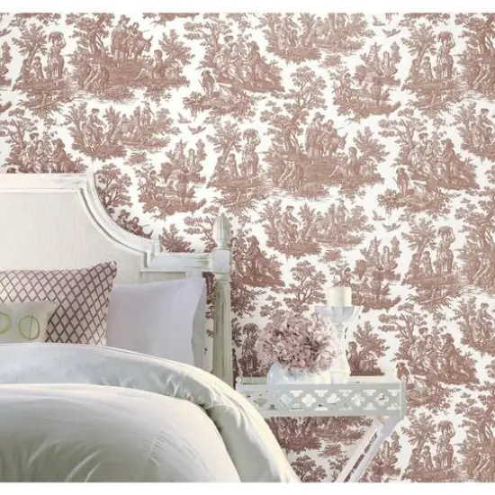 RoomMates Country Life Toile Peel & Stick Wallpaper Red and White {5}