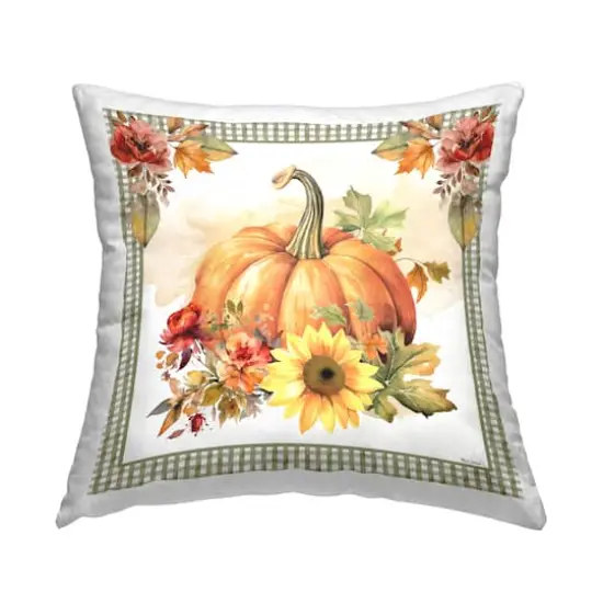 Stupell Industries Gingham Bordered Pumpkin Decorative Printed Throw Pillow {1}
