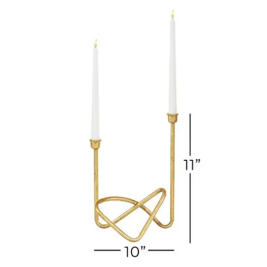 CosmoLiving by Cosmopolitan Gold Iron Contemporary Candlestick Holders, 11" x 10" x 6" {9}