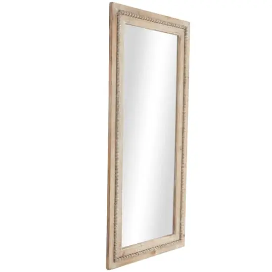 Brown Wood Beaded Frame Wall Mirror with Distressing 24" x 2" x 54" {3}