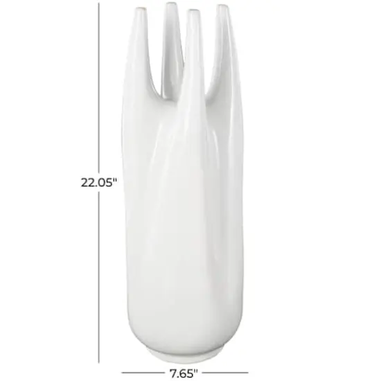 22" White Abstract 4-Opening Ceramic Vase {5}