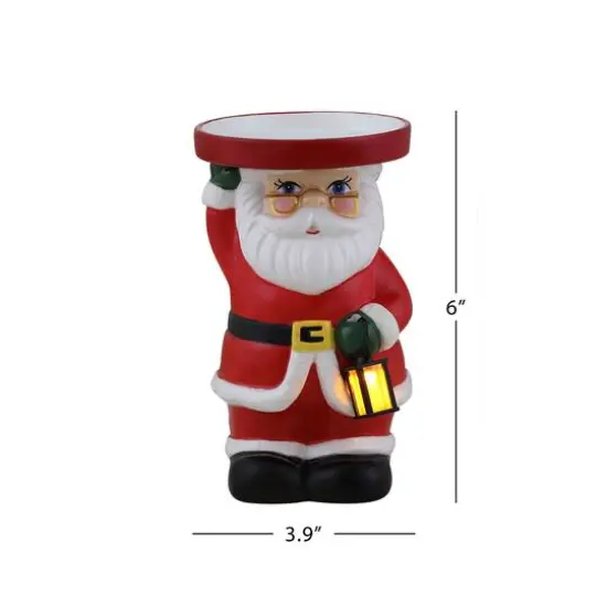 6" Santa Ceramic LED Lit Candle Holder & Flameless Candle {4}
