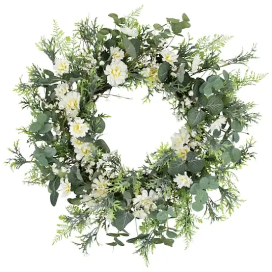 24" Fern & Eucalyptus Floral Spring Wreath {1}