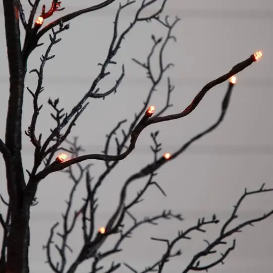 3ft. Pre-Lit Halloween Deluxe Black Twig Artificial Tree with 36 Orange & Purple LED Lights {9}