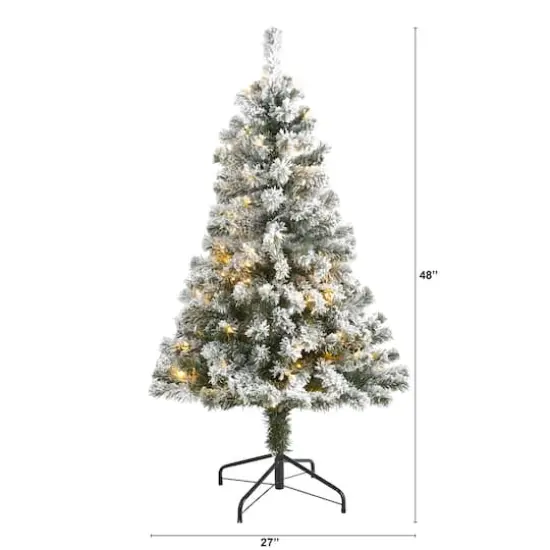 4ft. Pre-Lit Flocked West Virginia Fir Artificial Christmas Tree, Clear LED Lights {3}