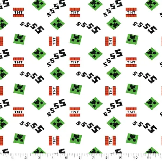Mojang Minecraft Creeper & Icons Cotton Fabric {1}