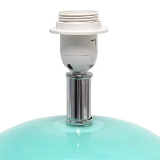 Lalia Home 15.25" Ovaloid Glass Table Lamp with White Shade Aqua {7}