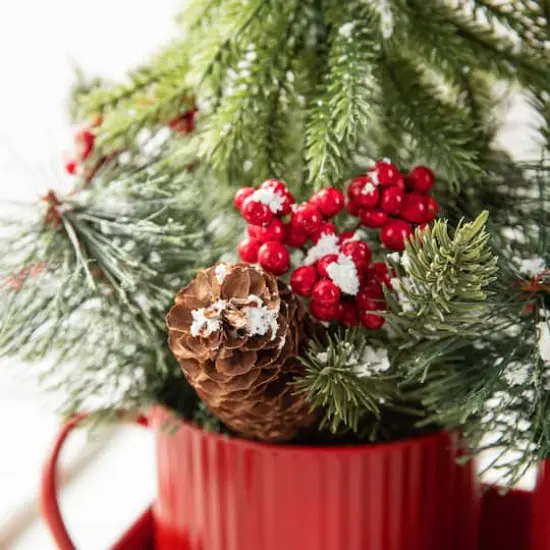 Glitzhome&reg; 21" Christmas Metal Potted Triple Trees Centerpiece {4}