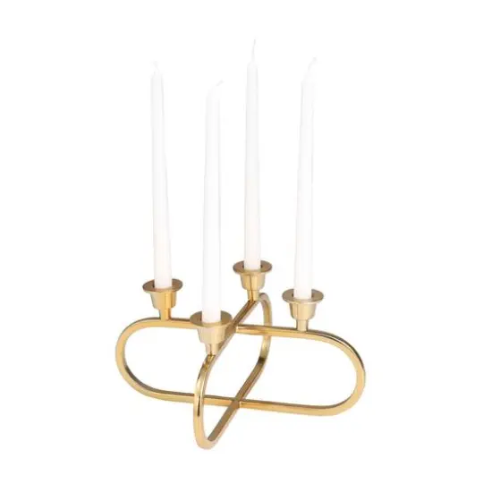 Gold Stainless Steel Overlapping Oval Geometric Candelabra {1}