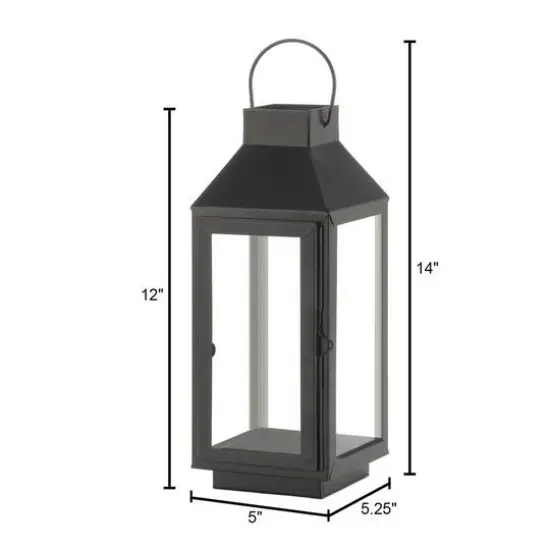 12" Black Iron & Glass Square Lantern {5}