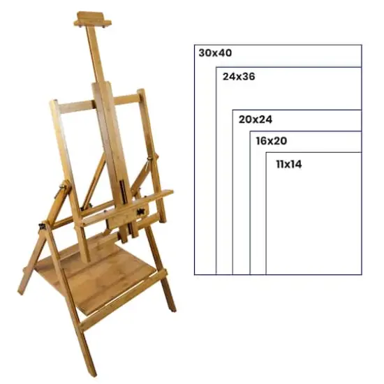 Pacific Arc Convertible Watercolor Bamboo Studio Easel with Storage Shelf {9}