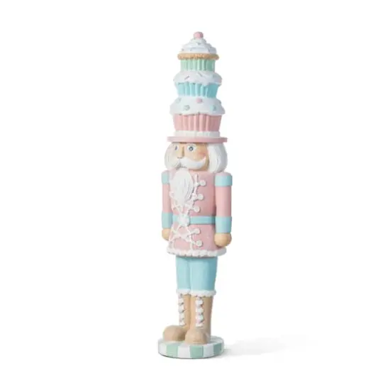 Glitzhome&reg; 18.25" Resin Christmas Cupcake Nutcracker Table Decor {7}