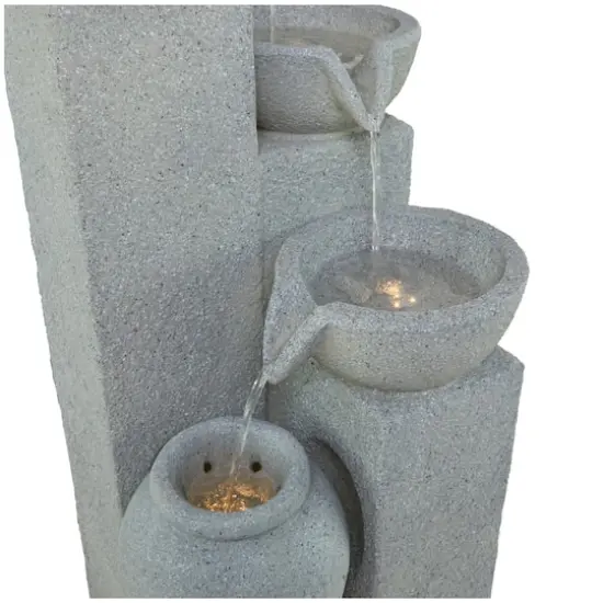 43.5" Light Gray Fiberglass 4-Tier Fountain with LED Light {4}