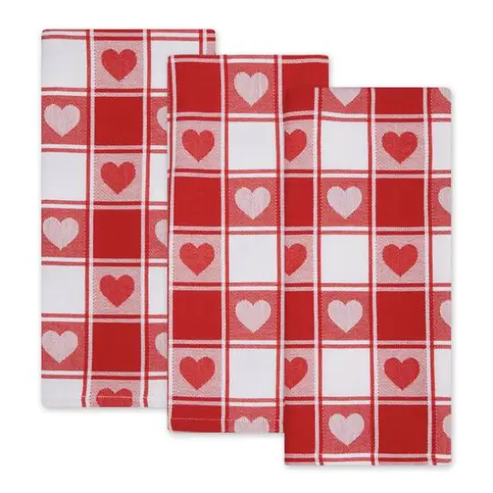 DII&reg; Valentines Checkered Heart Dishtowel, 3ct. {4}